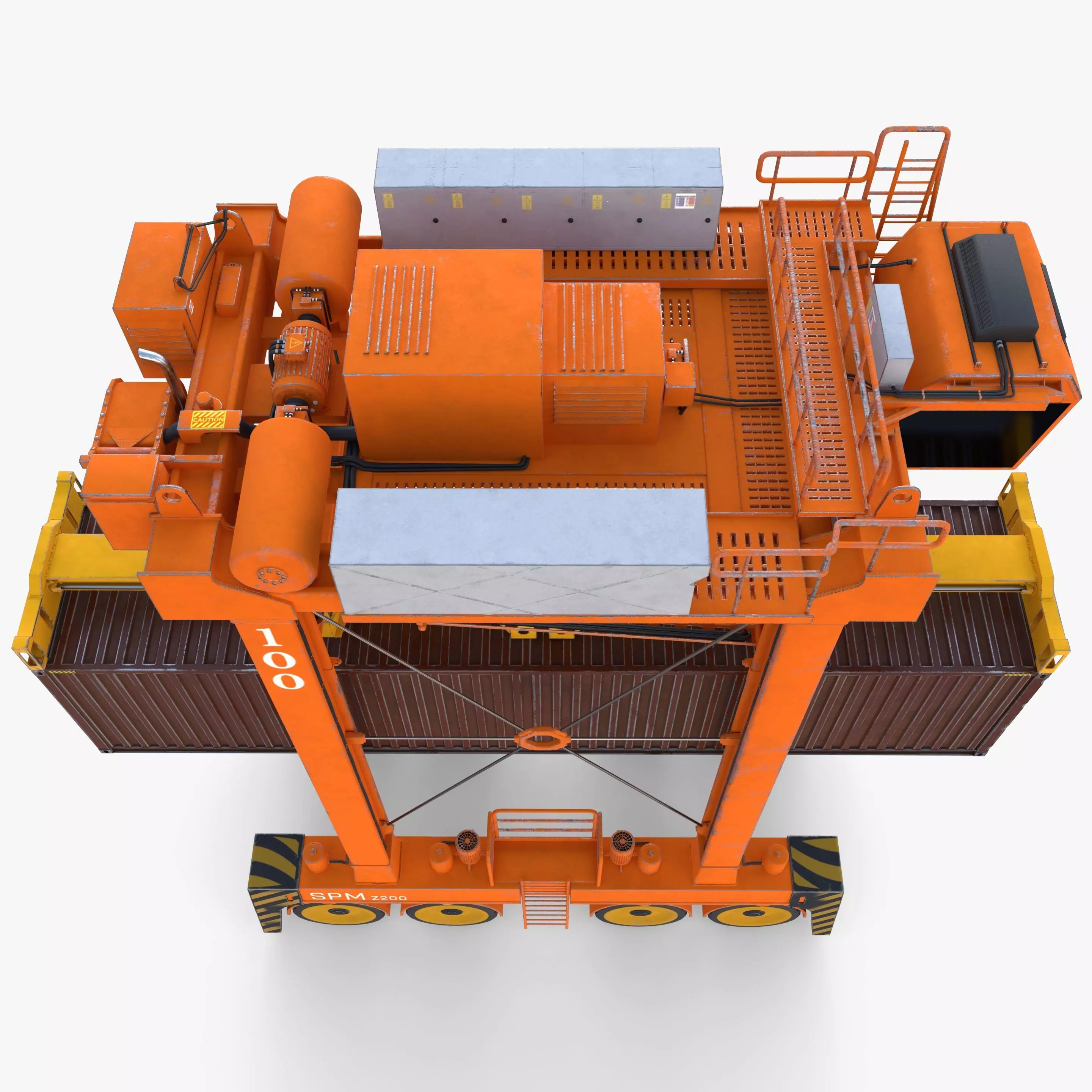 Port Container Straddle Carrier Crane V3 3D model_10