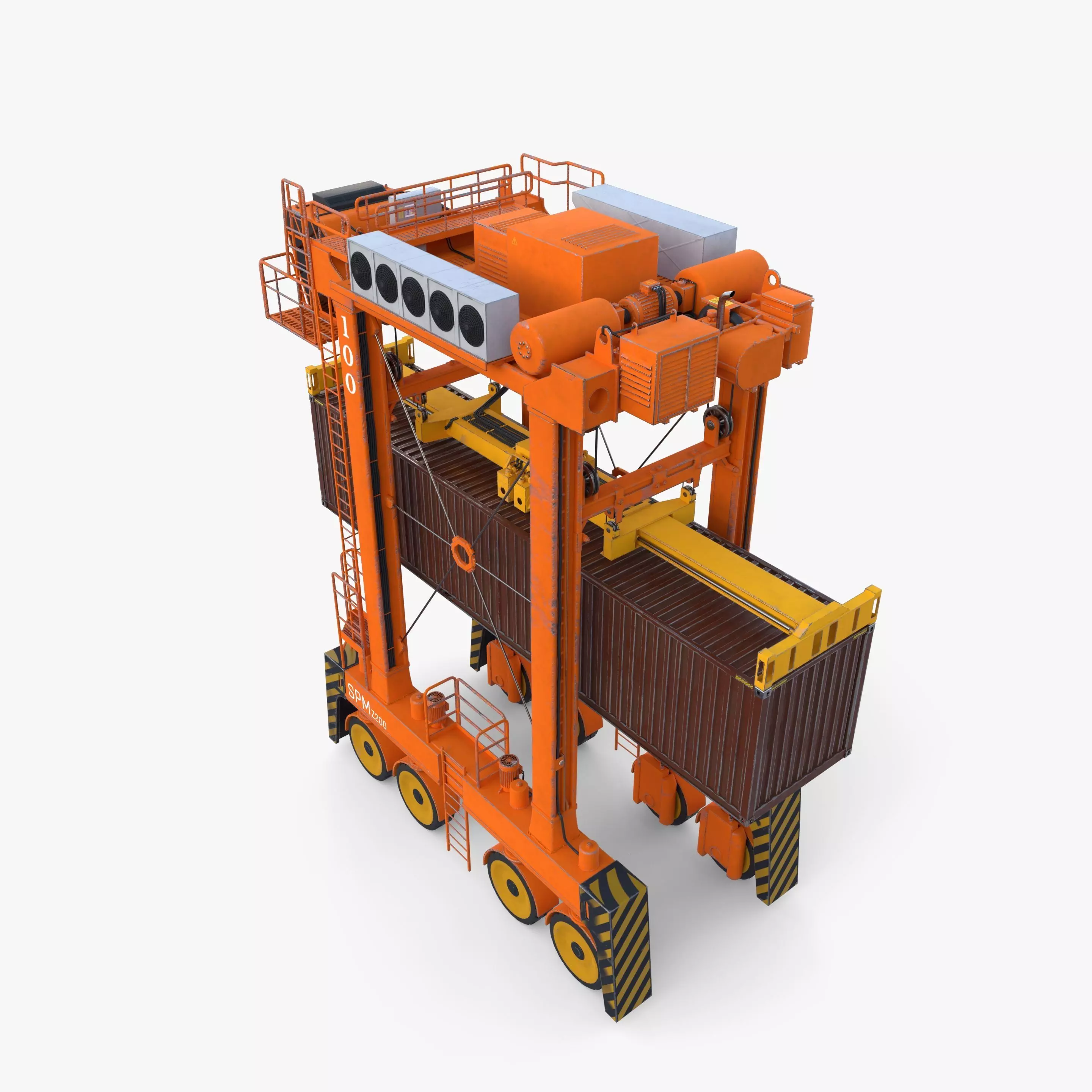 Port Container Straddle Carrier Crane V3 3D model_4