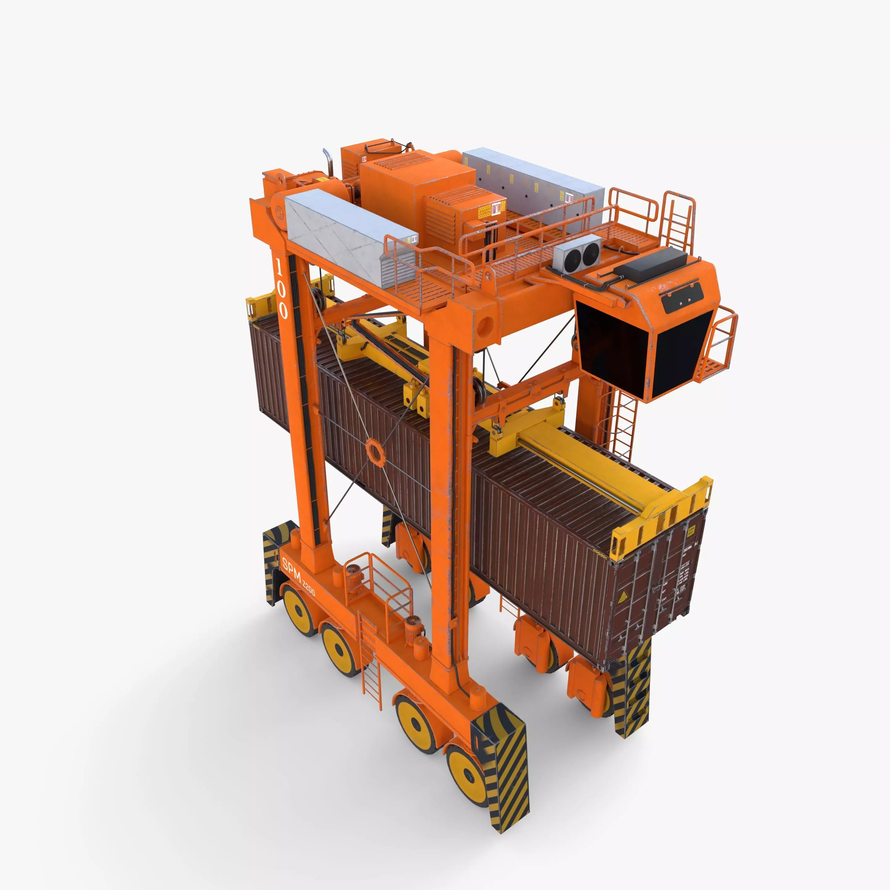 Port Container Straddle Carrier Crane V3 3D model_1