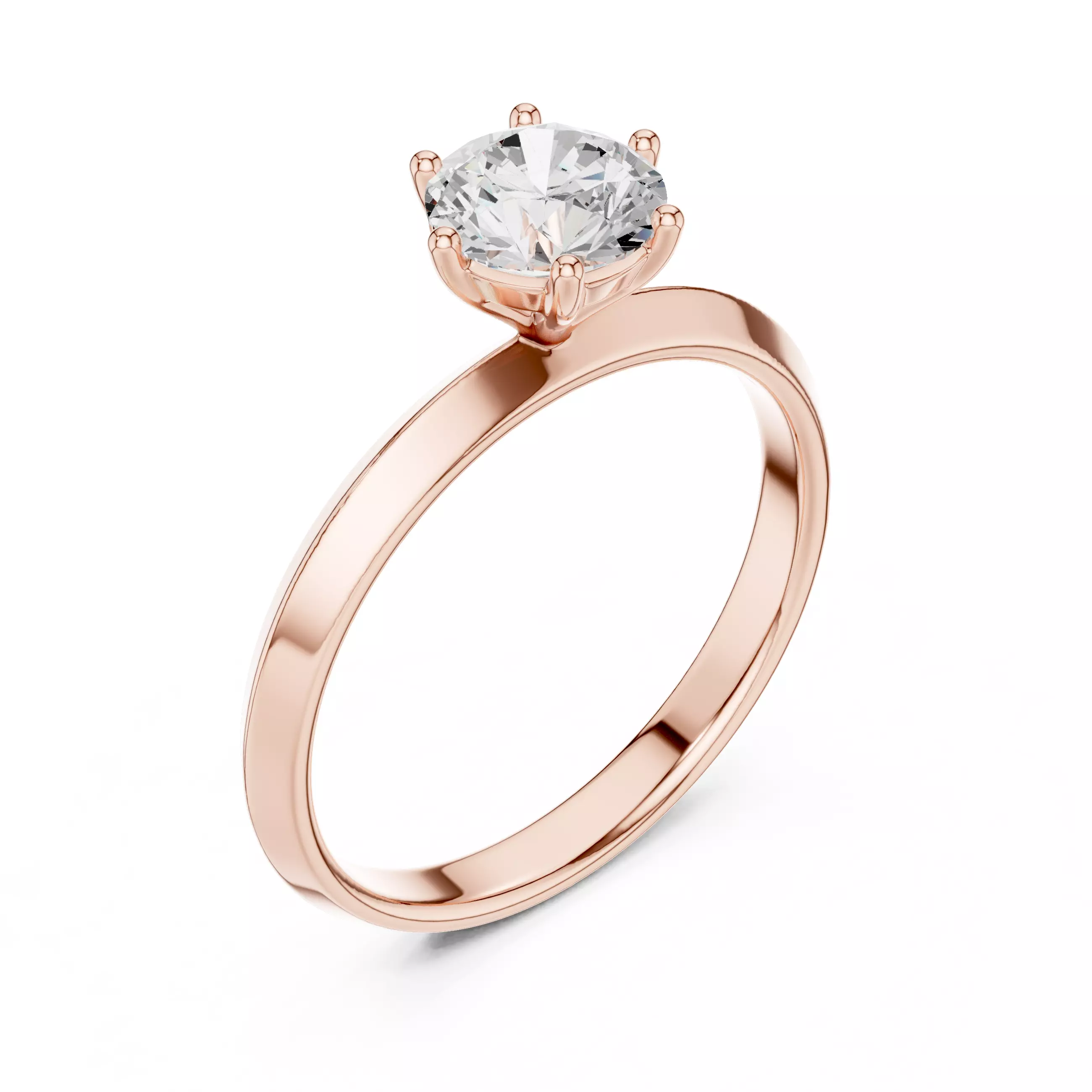 Round Cut Diamond Engagement Wedding Ring ALL SIZES STL Video 3D print model_4