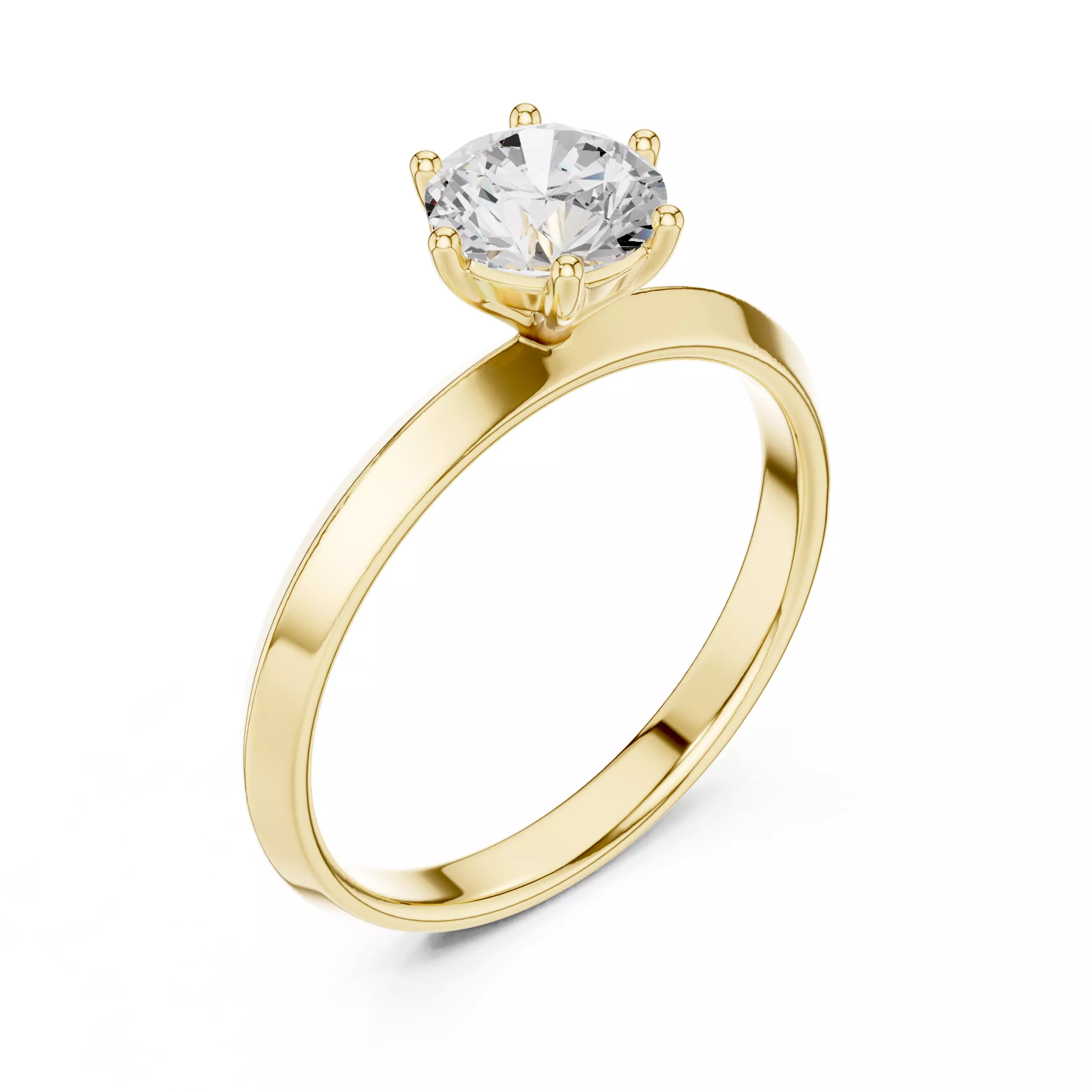 Round Cut Diamond Engagement Wedding Ring ALL SIZES STL Video 3D print model_7