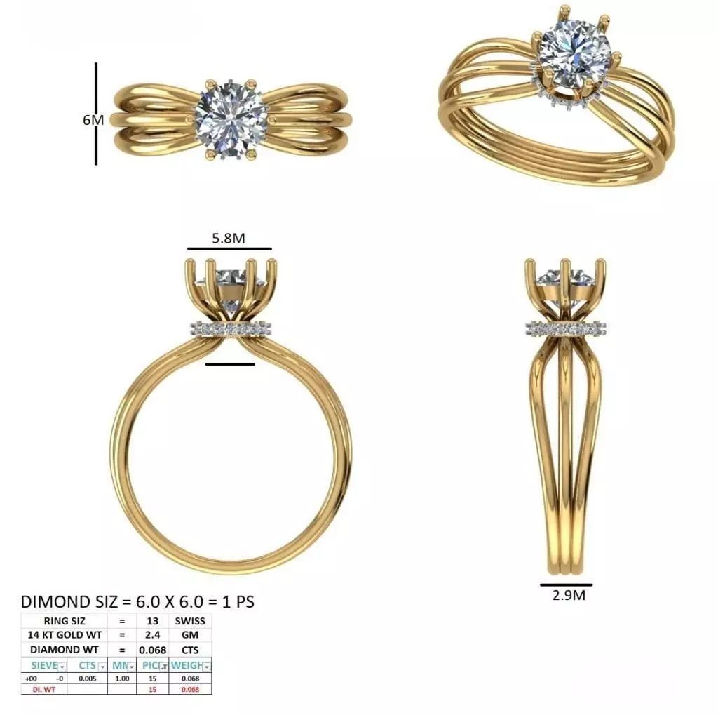 Round Hidden Halo Diamond Engagement Ring ALL SIZES STL Video 3D print model_15