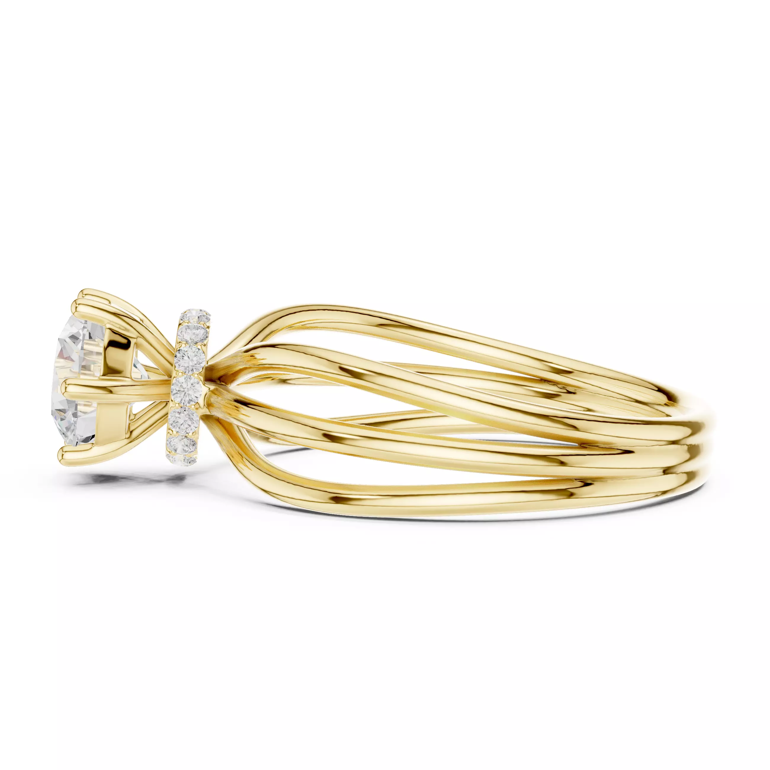 Round Hidden Halo Diamond Engagement Ring ALL SIZES STL Video 3D print model_8