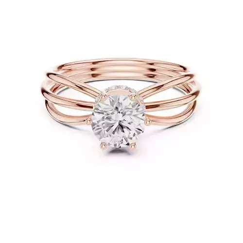 Round Hidden Halo Diamond Engagement Ring ALL SIZES STL Video