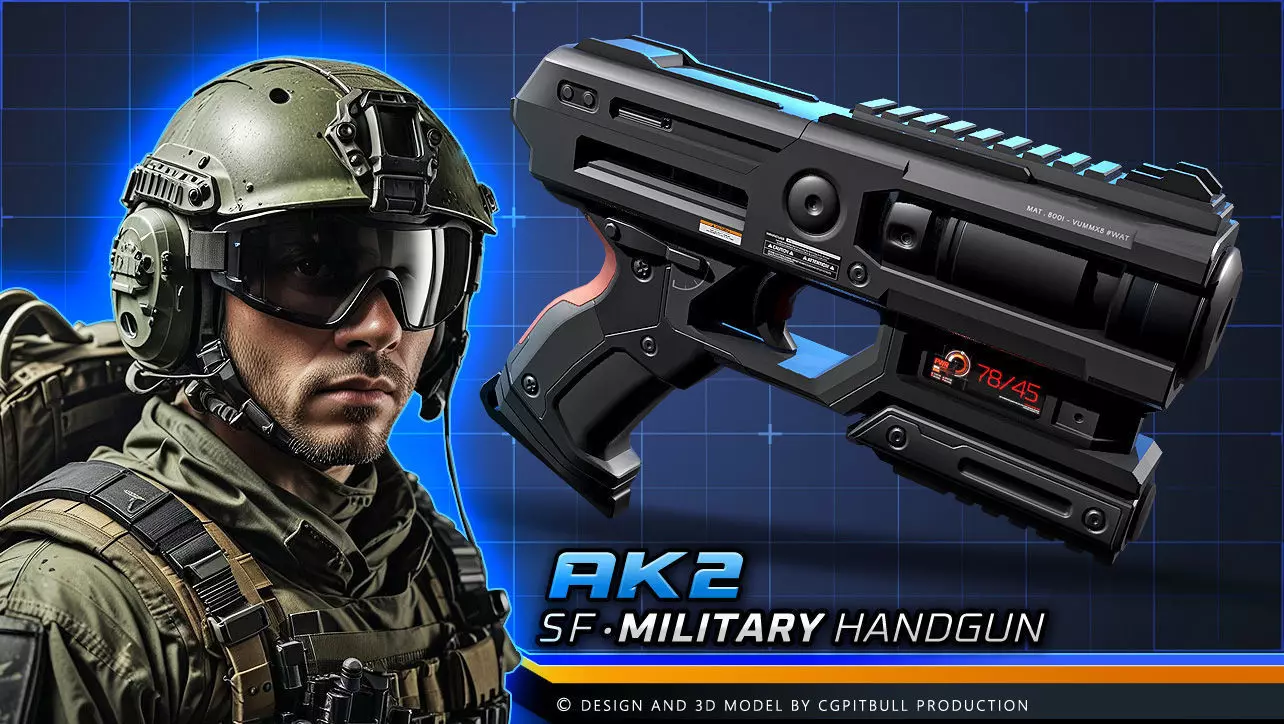 AK2 - HandGun Low-poly 3D model_0