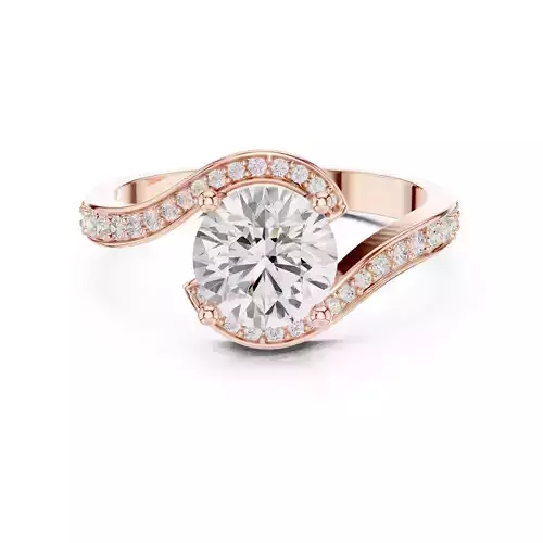 Round Cut Diamond Swirl Bypass Wedding Ring ALL SIZES STL Video