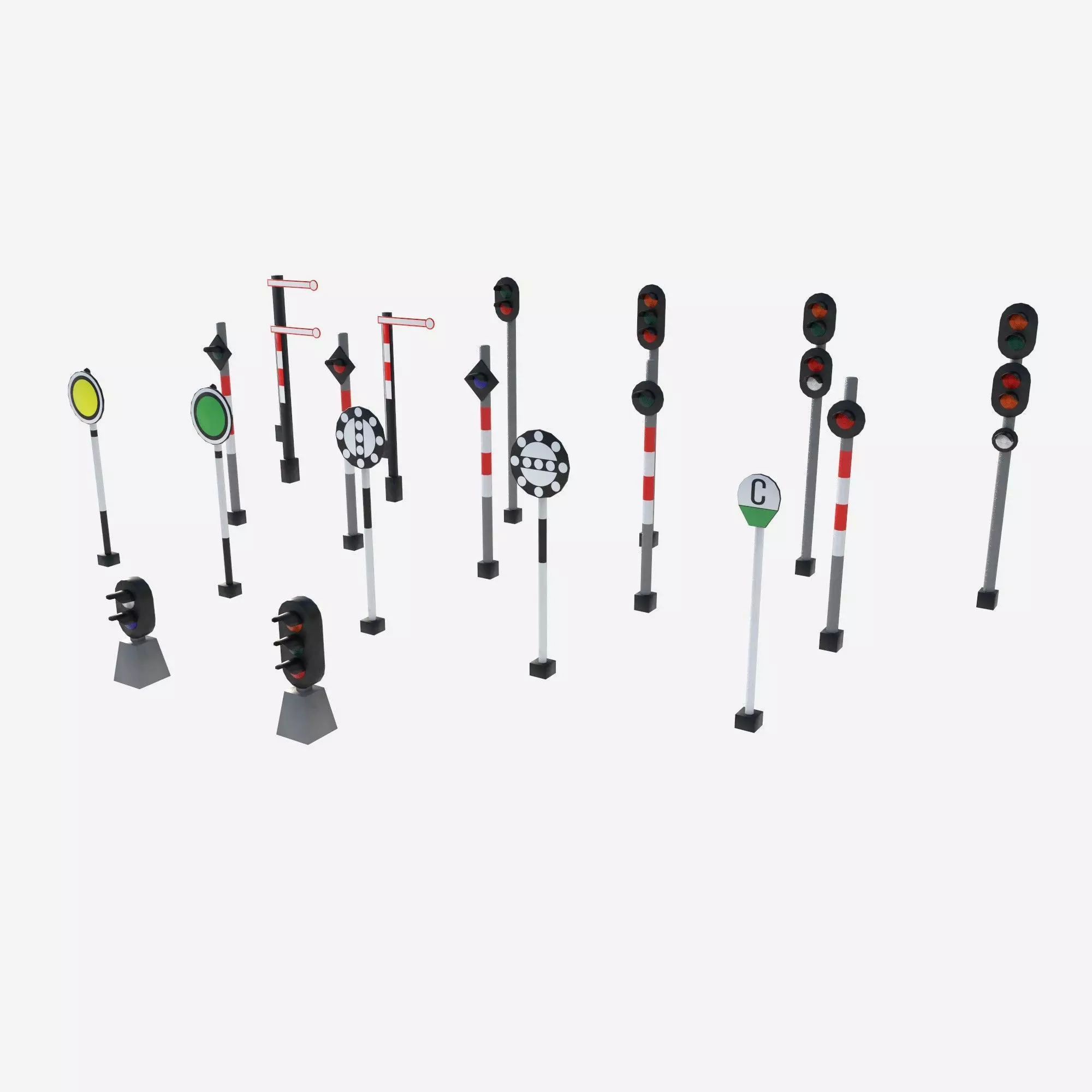 railway signals Low-poly 3D model_0
