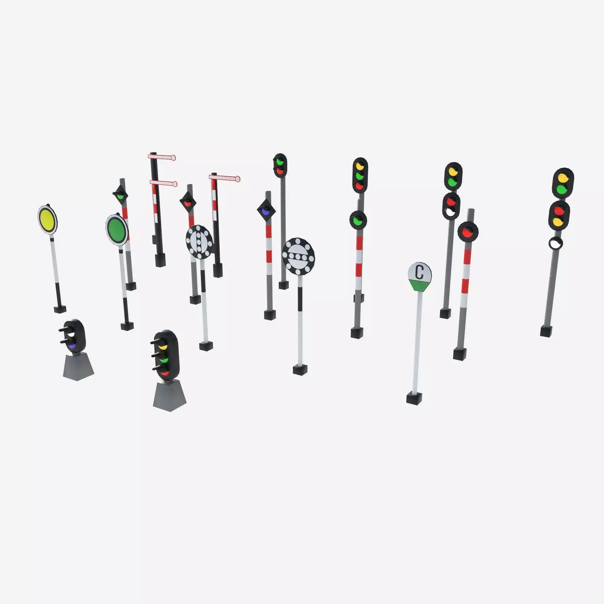 railway signals Low-poly 3D model_1