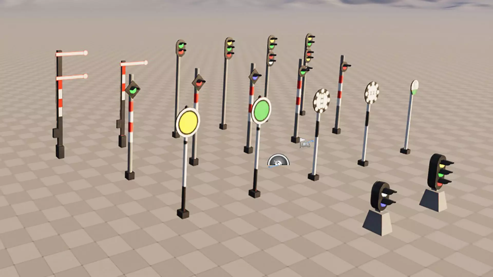 railway signals Low-poly 3D model_24