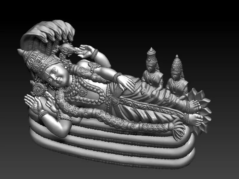 Laxmiji Vishnuji Pendant 3D print model_4