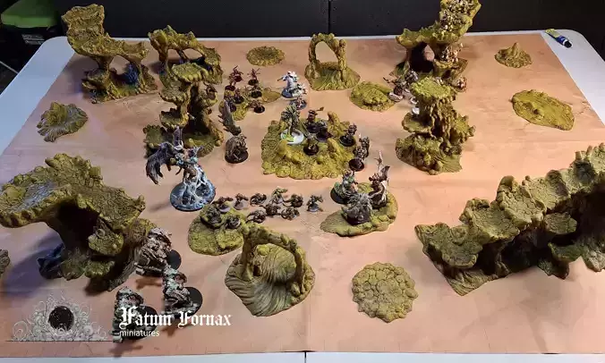 Arid battlefield - Full print  in place terrain set
