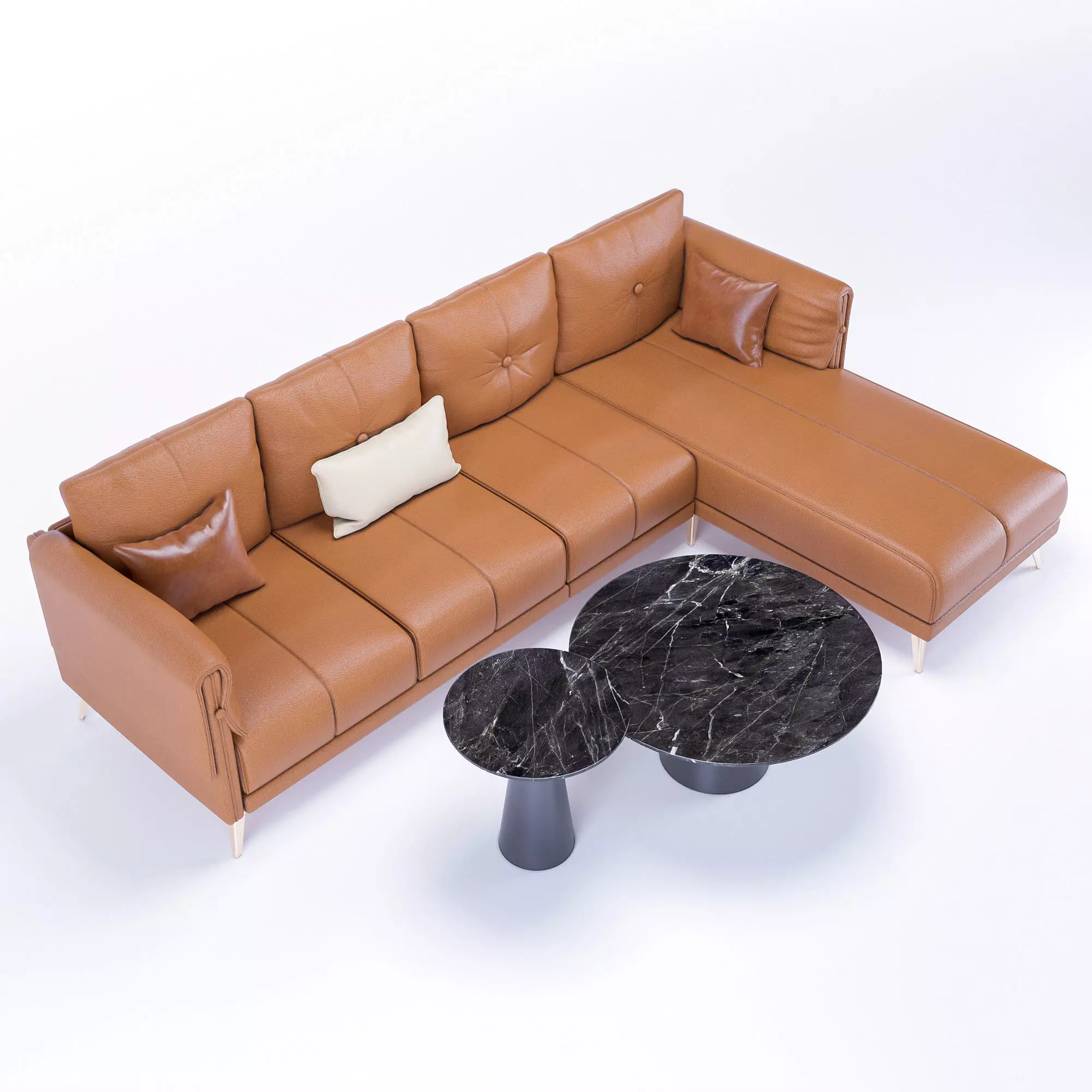 L-Shaped Corner Sofa Set Low-poly 3D model_4