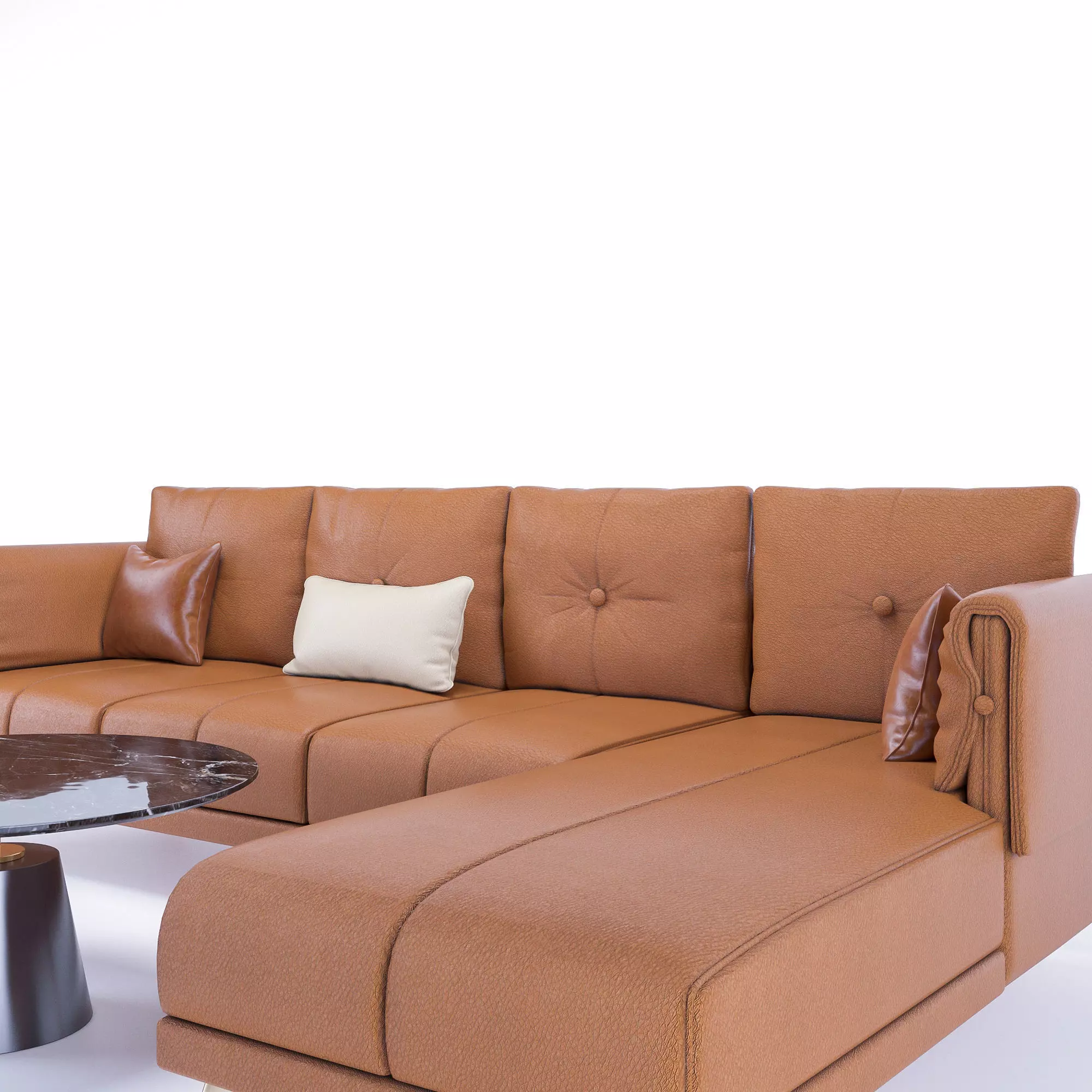 L-Shaped Corner Sofa Set Low-poly 3D model_7