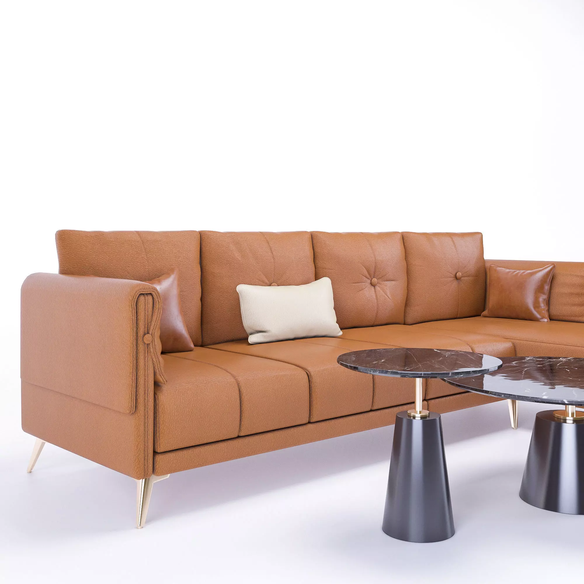 L-Shaped Corner Sofa Set Low-poly 3D model_6