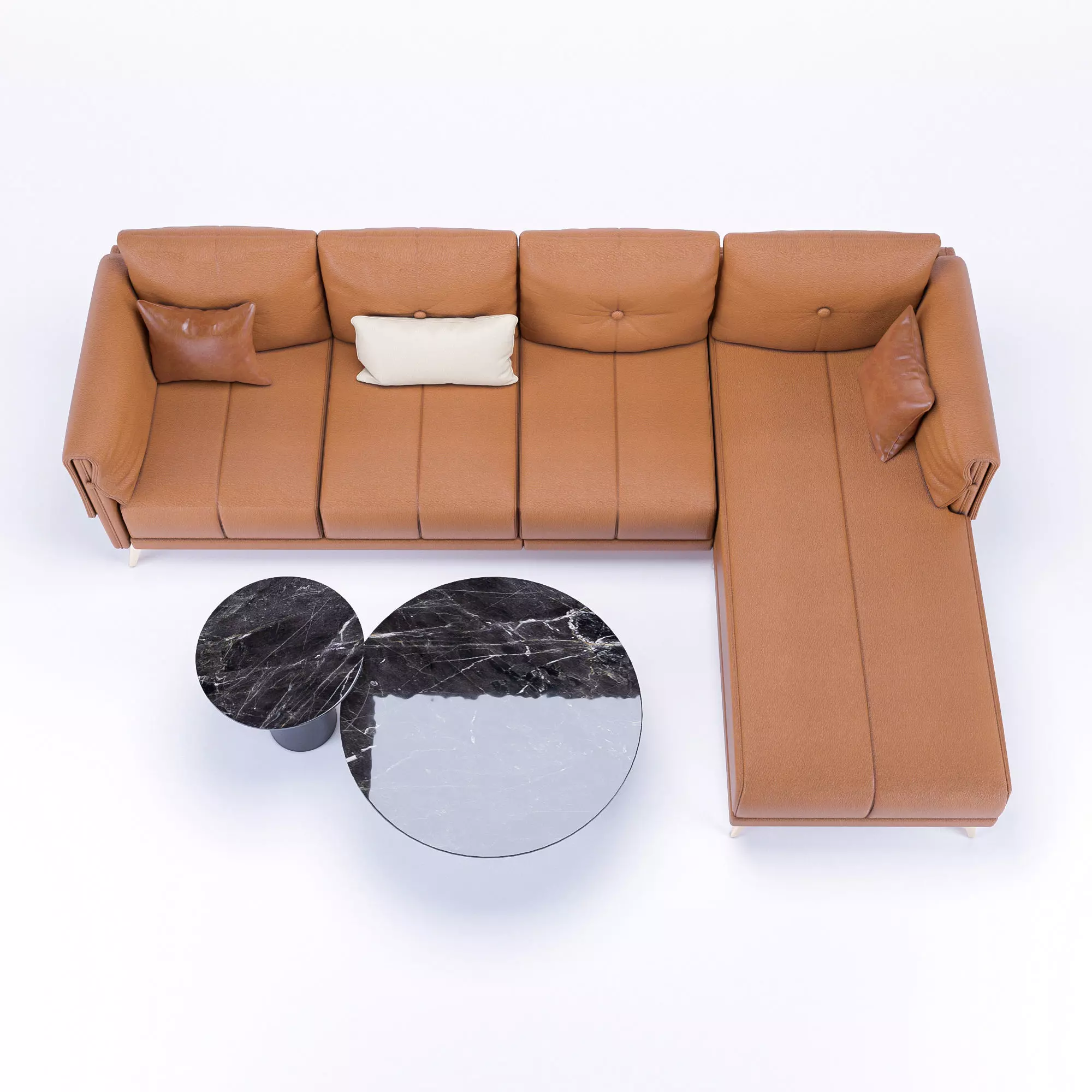 L-Shaped Corner Sofa Set Low-poly 3D model_5