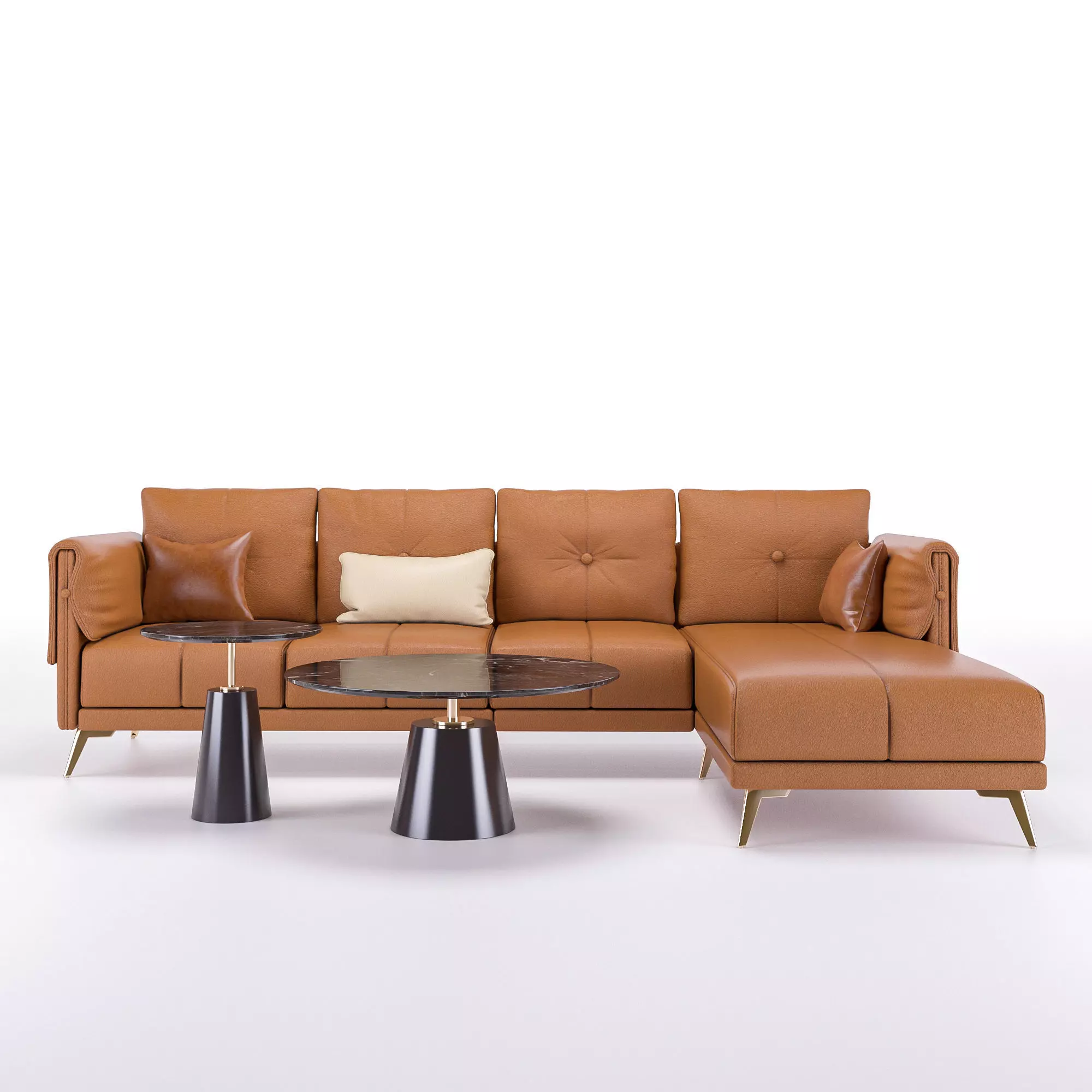 L-Shaped Corner Sofa Set Low-poly 3D model_2