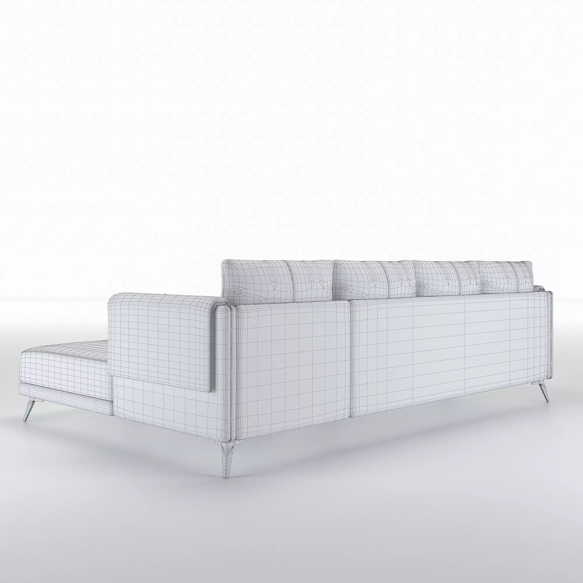 L-Shaped Corner Sofa Set Low-poly 3D model_9