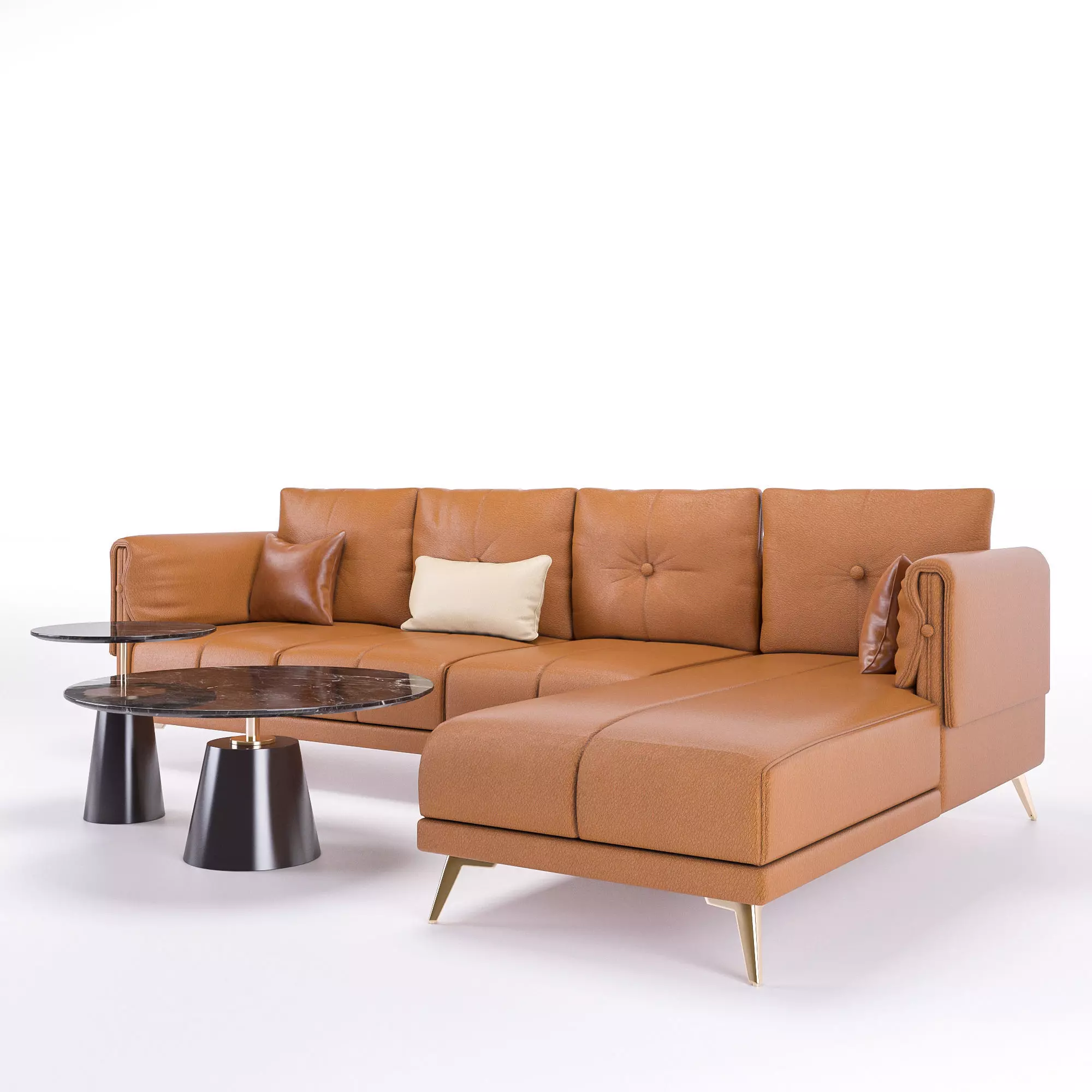L-Shaped Corner Sofa Set Low-poly 3D model_1