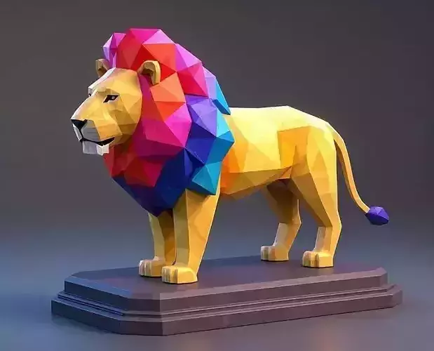 2280   Low Poly   Color    Roaring Lion