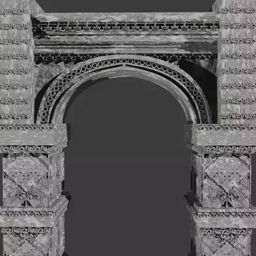 medieval ornamental  stone archway 3d model