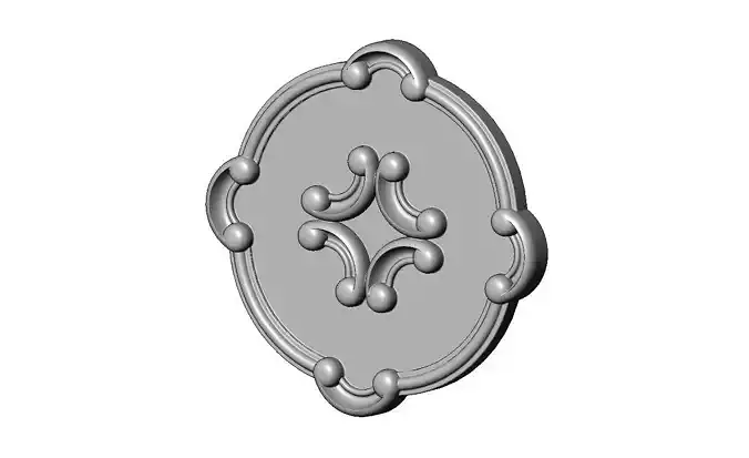 Round carved detailed corners scroll arc frame rosette relief 3D print model