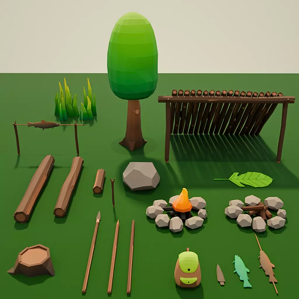 Low poly camp demo Free low-poly 3D model_1