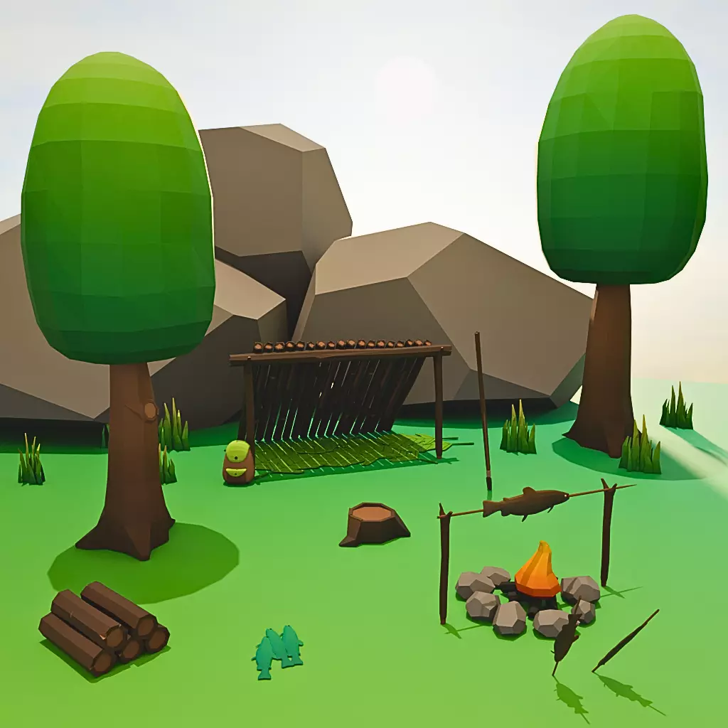 Low poly camp demo Free low-poly 3D model_2