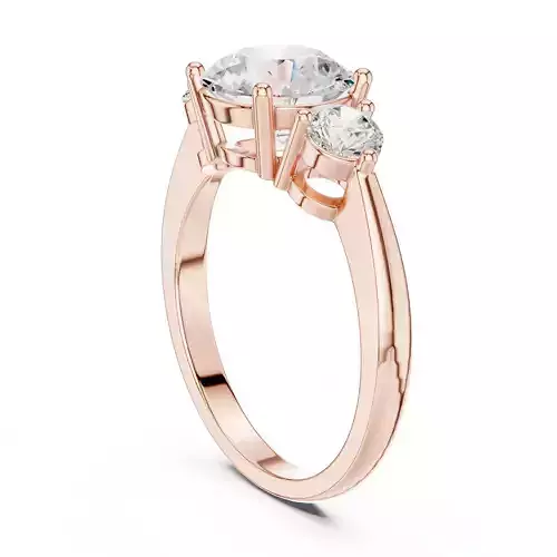 Three Stone Round Diamond Wedding Ring ALL SIZES STL Video