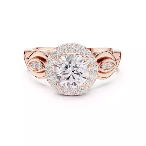 Round Cut Halo Diamond Engagement Ring ALL SIZES STL Video