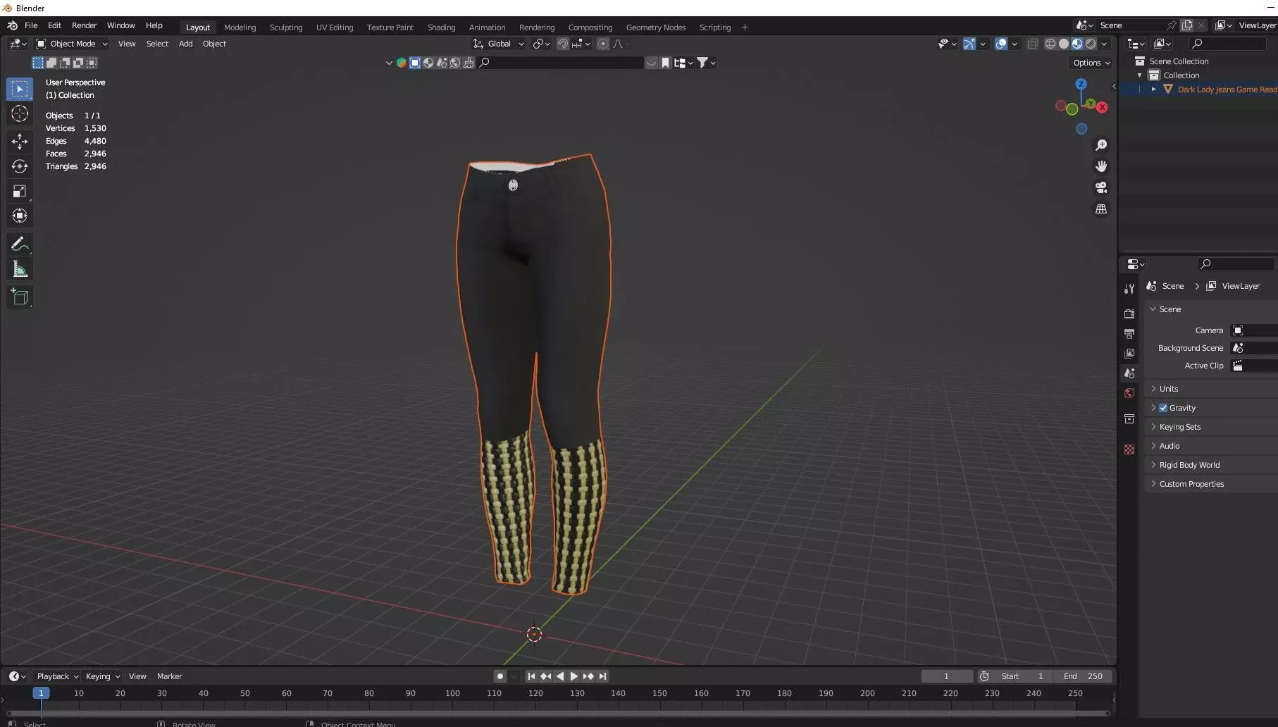 Dark Lady Jeans Game Ready Trousers 17 Pant 3D Model 3D model_7