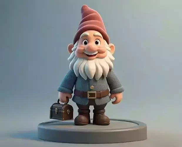 2281  Fairy Tale Gnome Color Full Body Figurine on Base