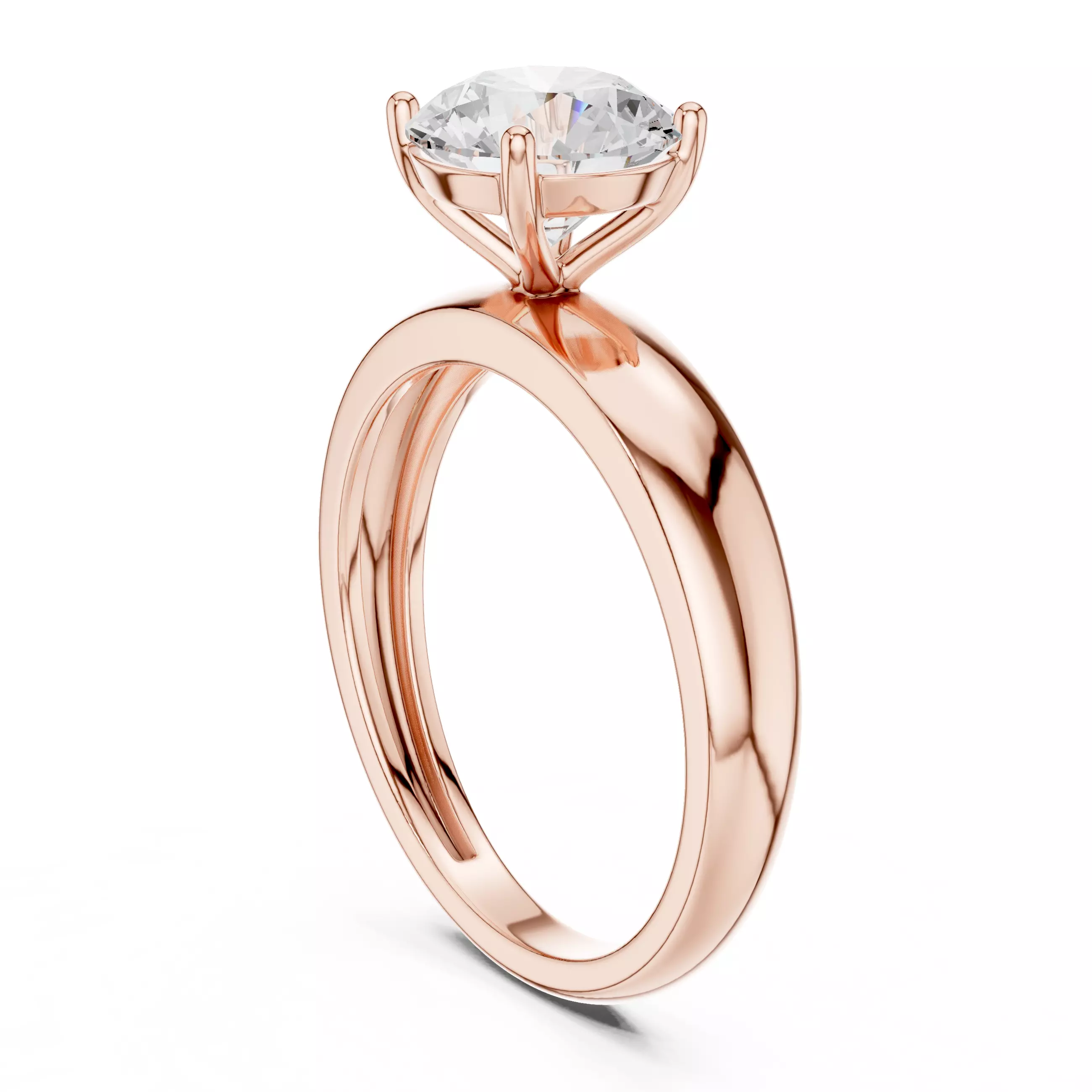 Solitaire Round Diamond Engagement Ring ALL SIZES STL Video 3D print model_3
