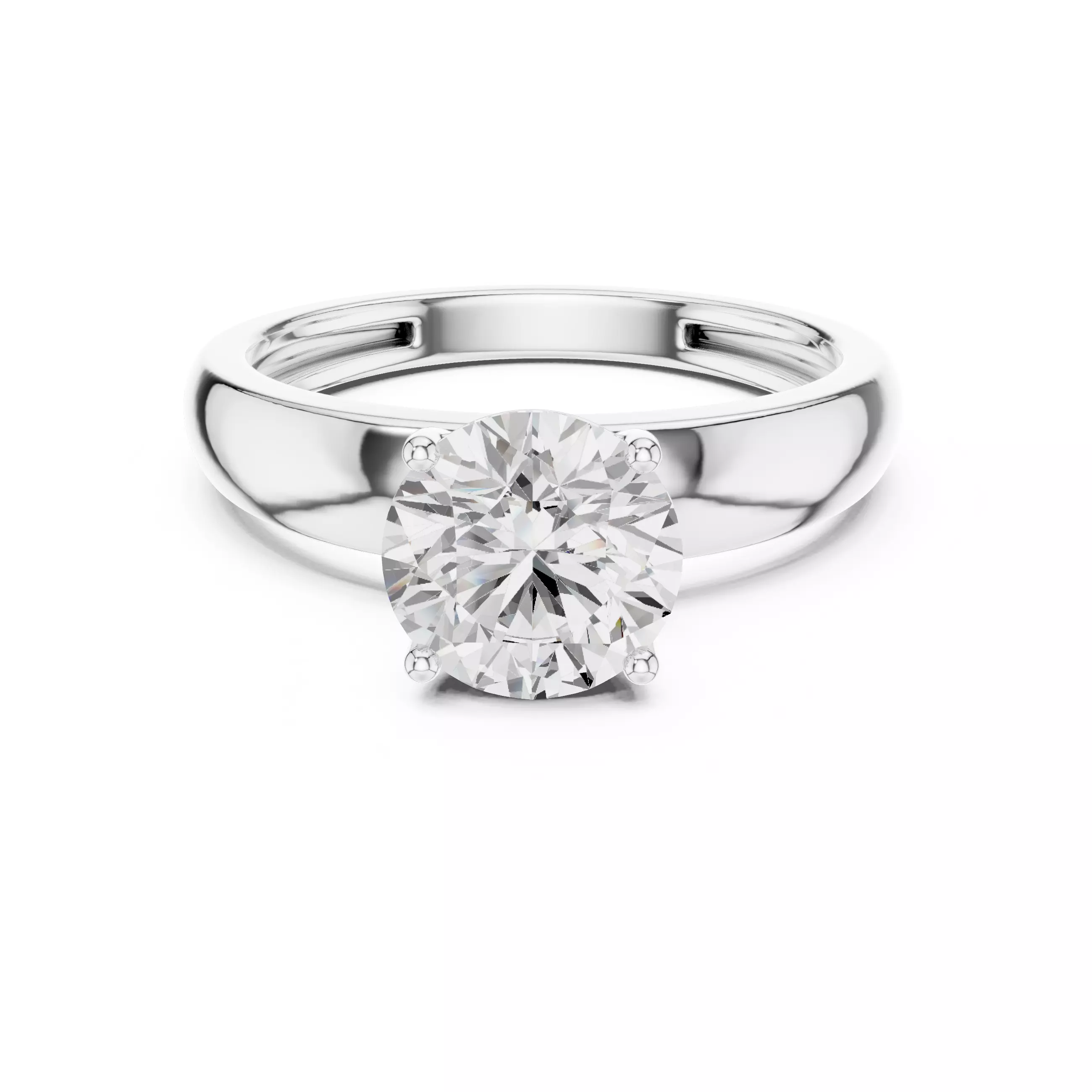 Solitaire Round Diamond Engagement Ring ALL SIZES STL Video 3D print model_2
