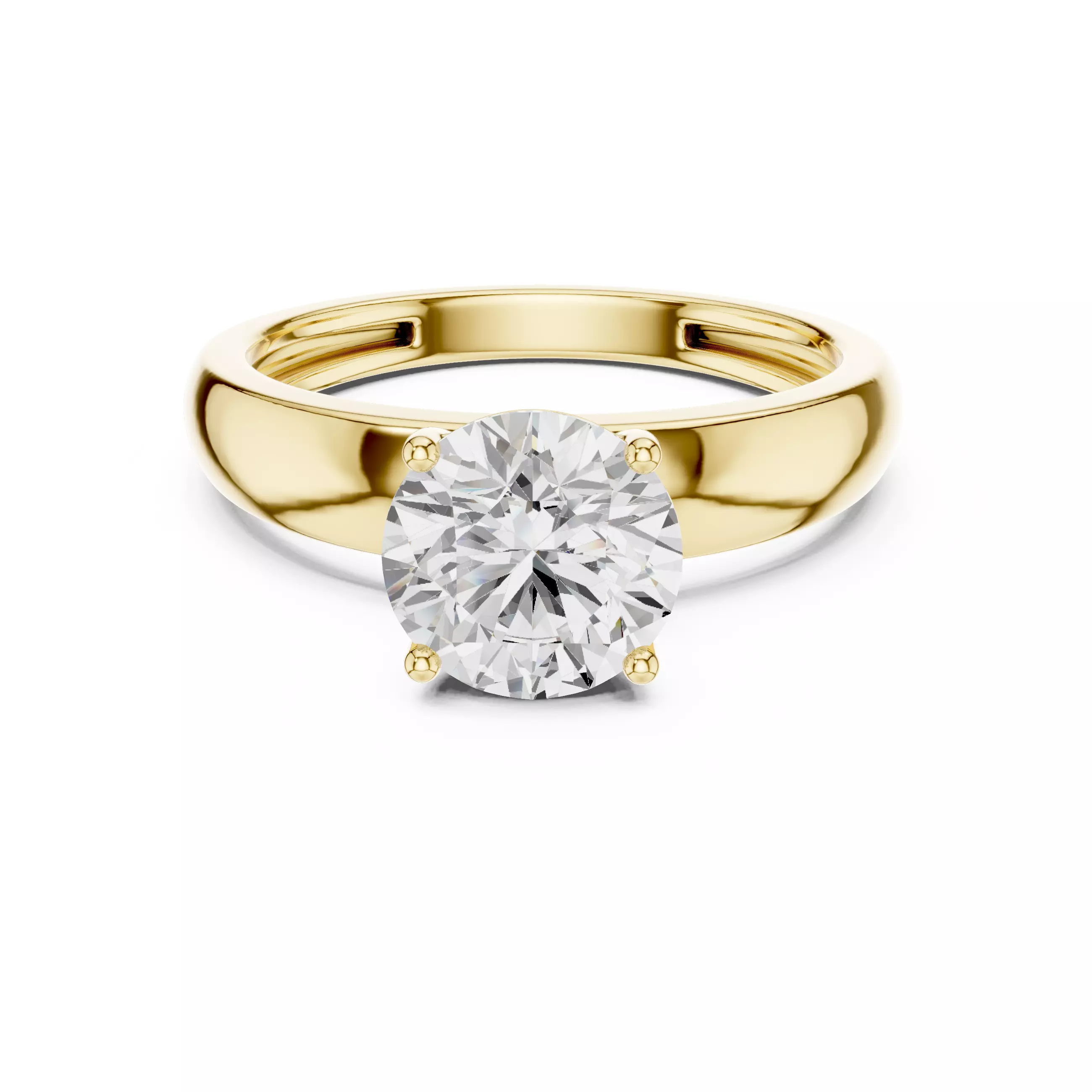 Solitaire Round Diamond Engagement Ring ALL SIZES STL Video 3D print model_1