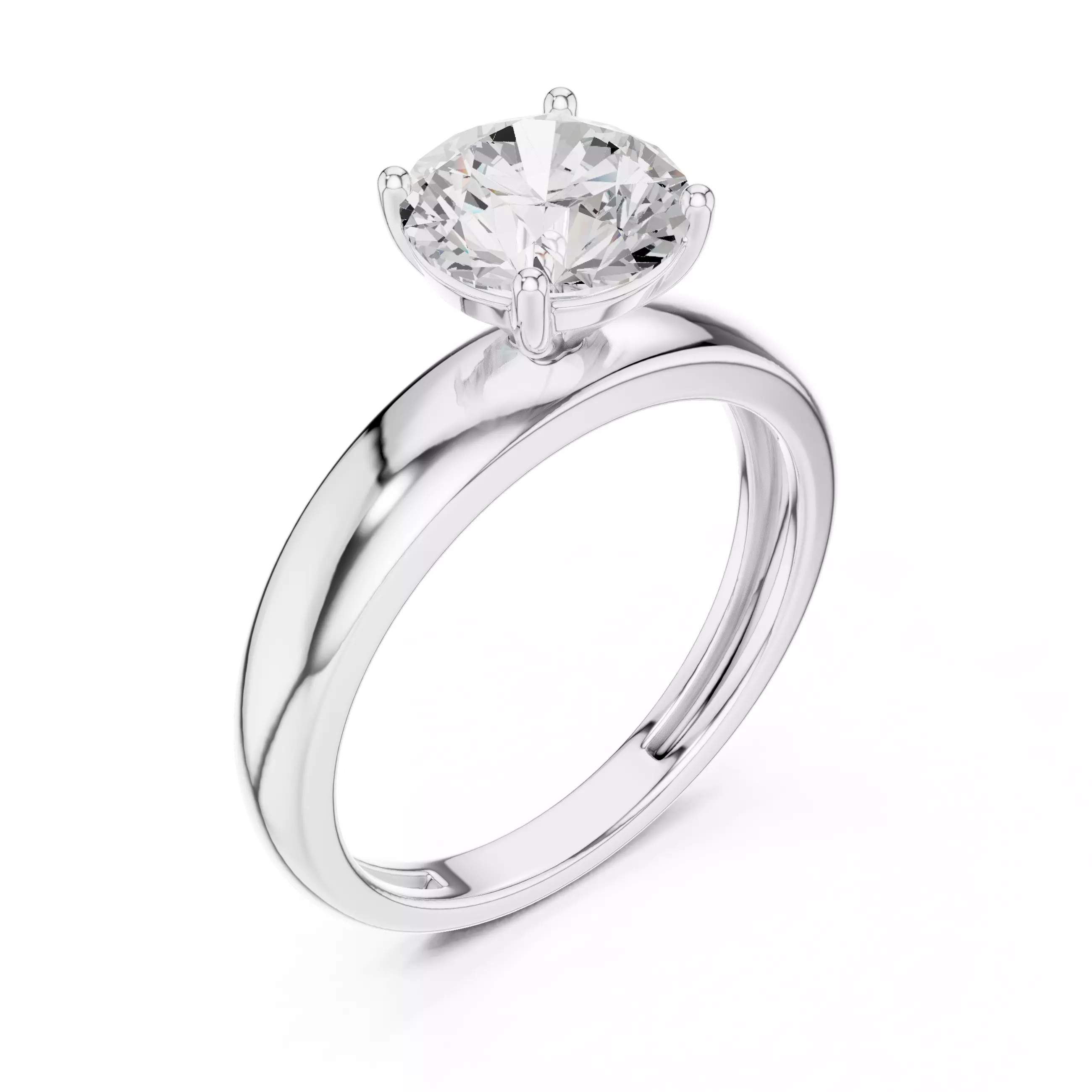 Solitaire Round Diamond Engagement Ring ALL SIZES STL Video 3D print model_10