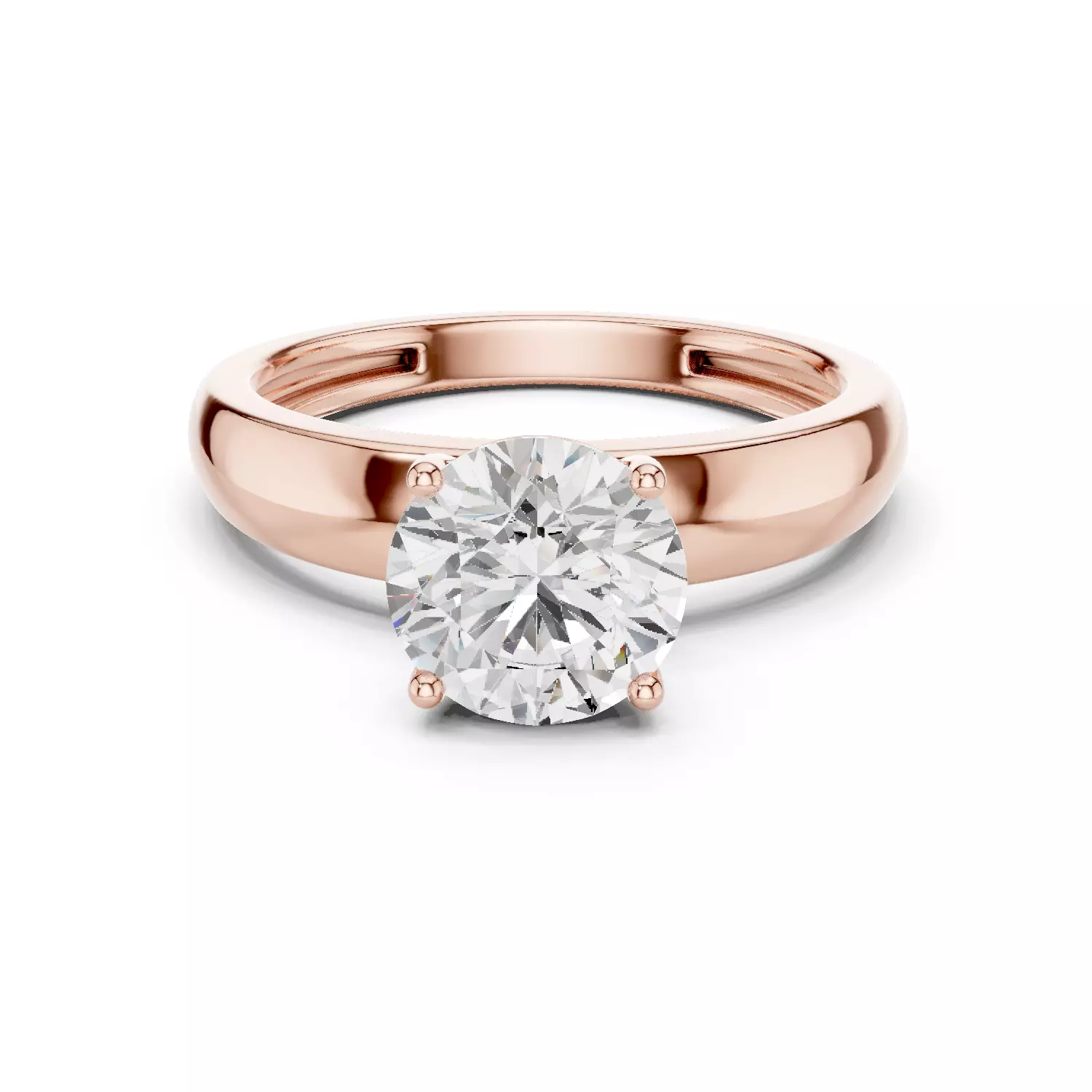 Solitaire Round Diamond Engagement Ring ALL SIZES STL Video 3D print model_12