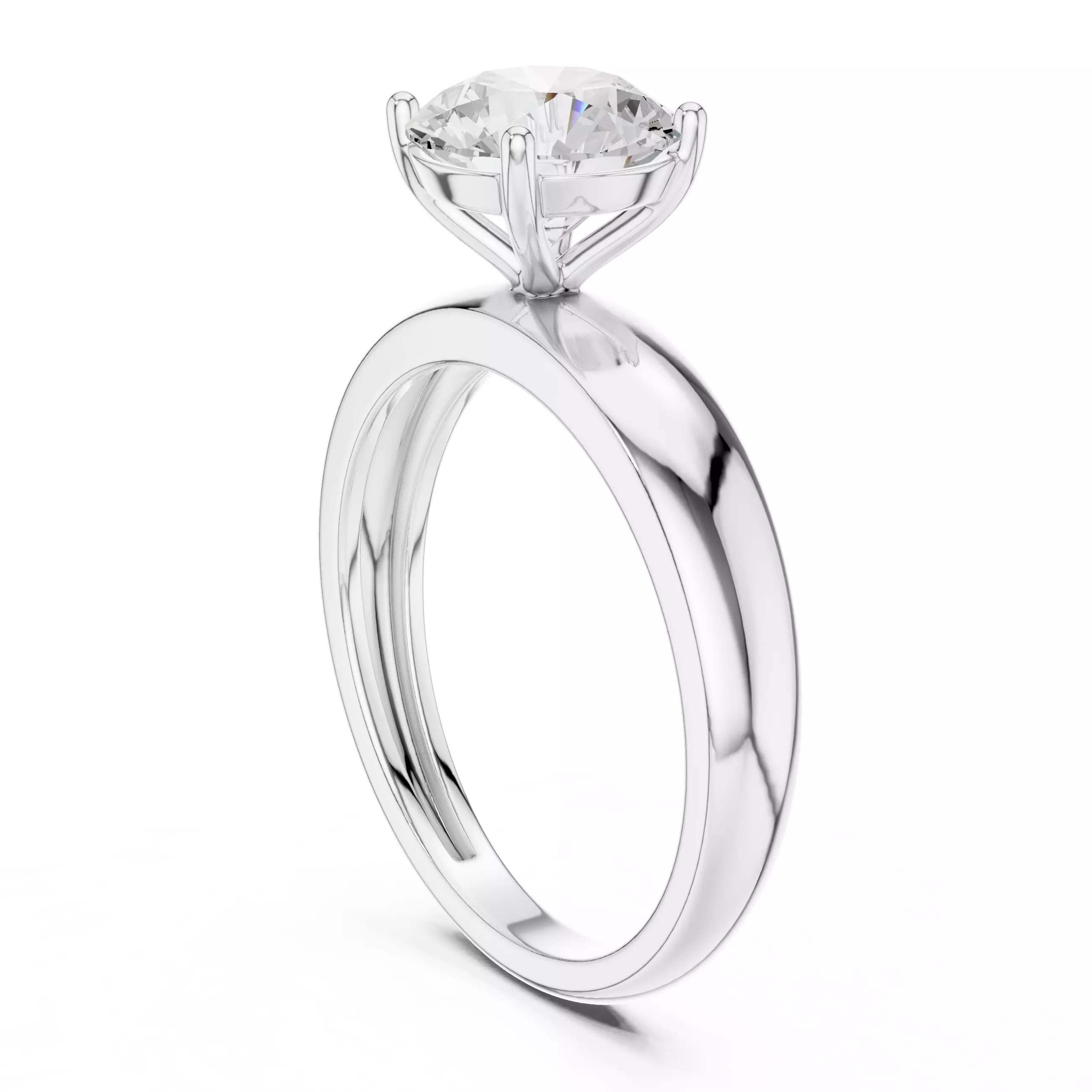 Solitaire Round Diamond Engagement Ring ALL SIZES STL Video 3D print model_9
