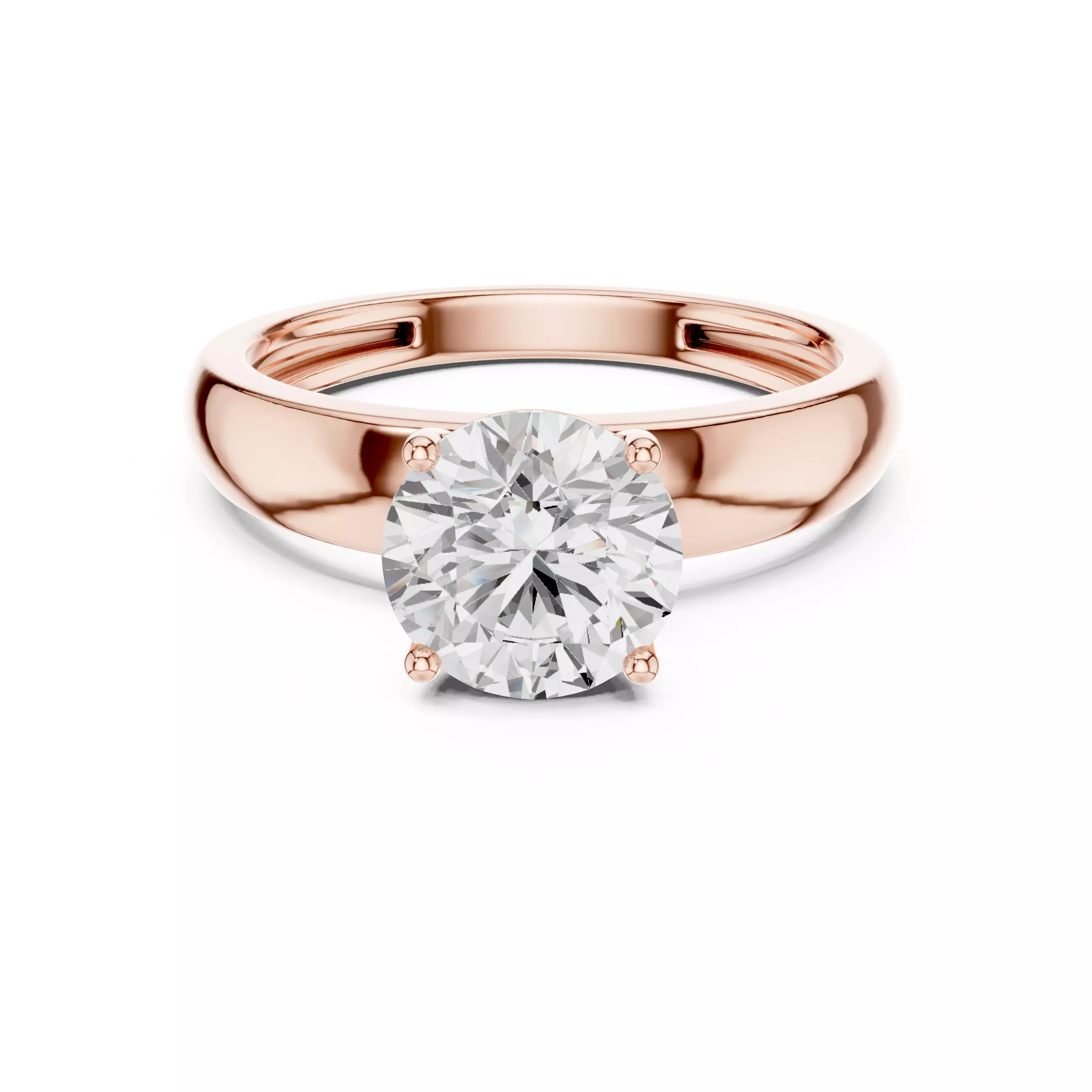 Solitaire Round Diamond Engagement Ring ALL SIZES STL Video 3D print model_0