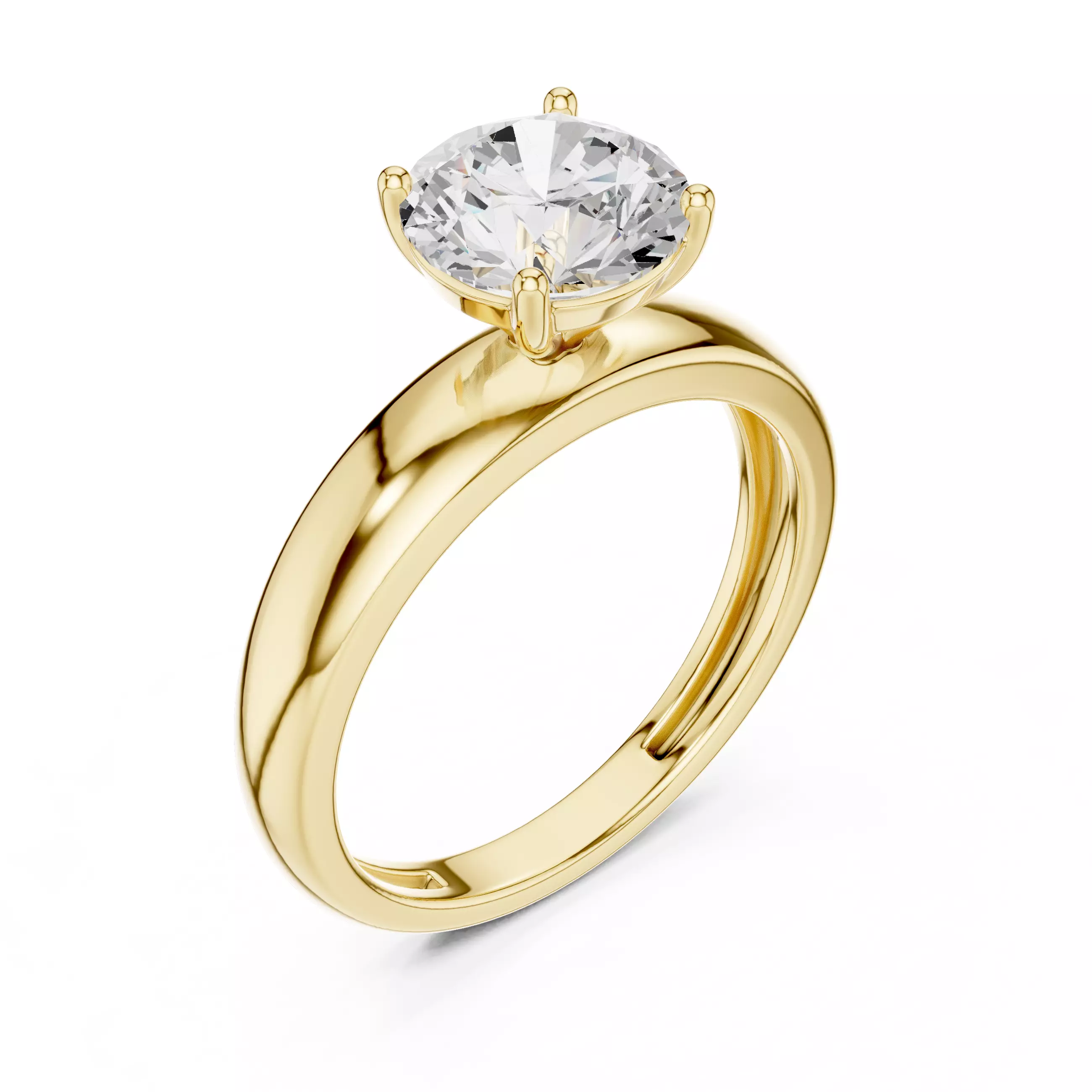 Solitaire Round Diamond Engagement Ring ALL SIZES STL Video 3D print model_7