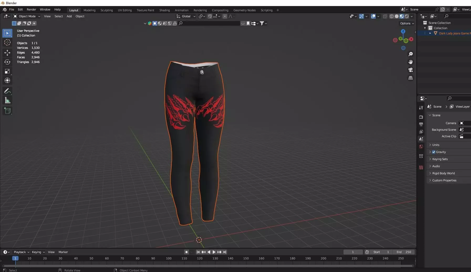 Dark Lady Jeans Game Ready Trousers 18 Pant 3D Model 3D model_8