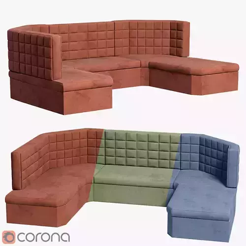 Sofa cub Low-poly 3D model