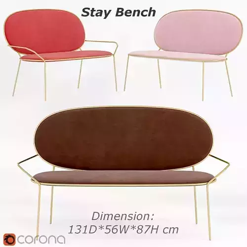 Stay bench Low-poly 3D model