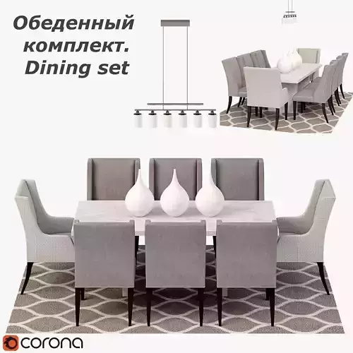 table and loung chaire Low-poly 3D model