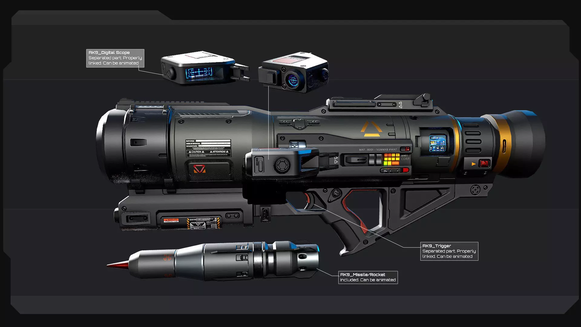 PACK - 6 SCIFI Weapons Low-poly 3D model_31