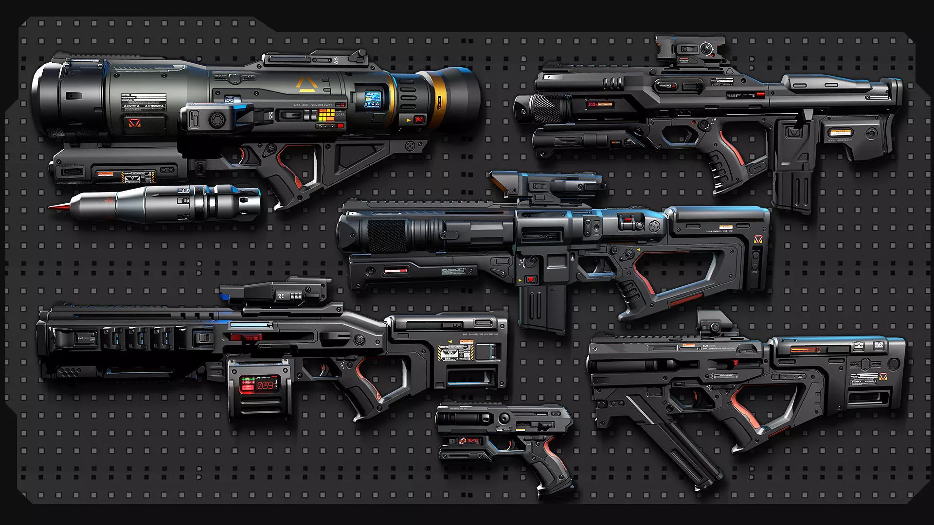 PACK - 6 SCIFI Weapons Low-poly 3D model_1