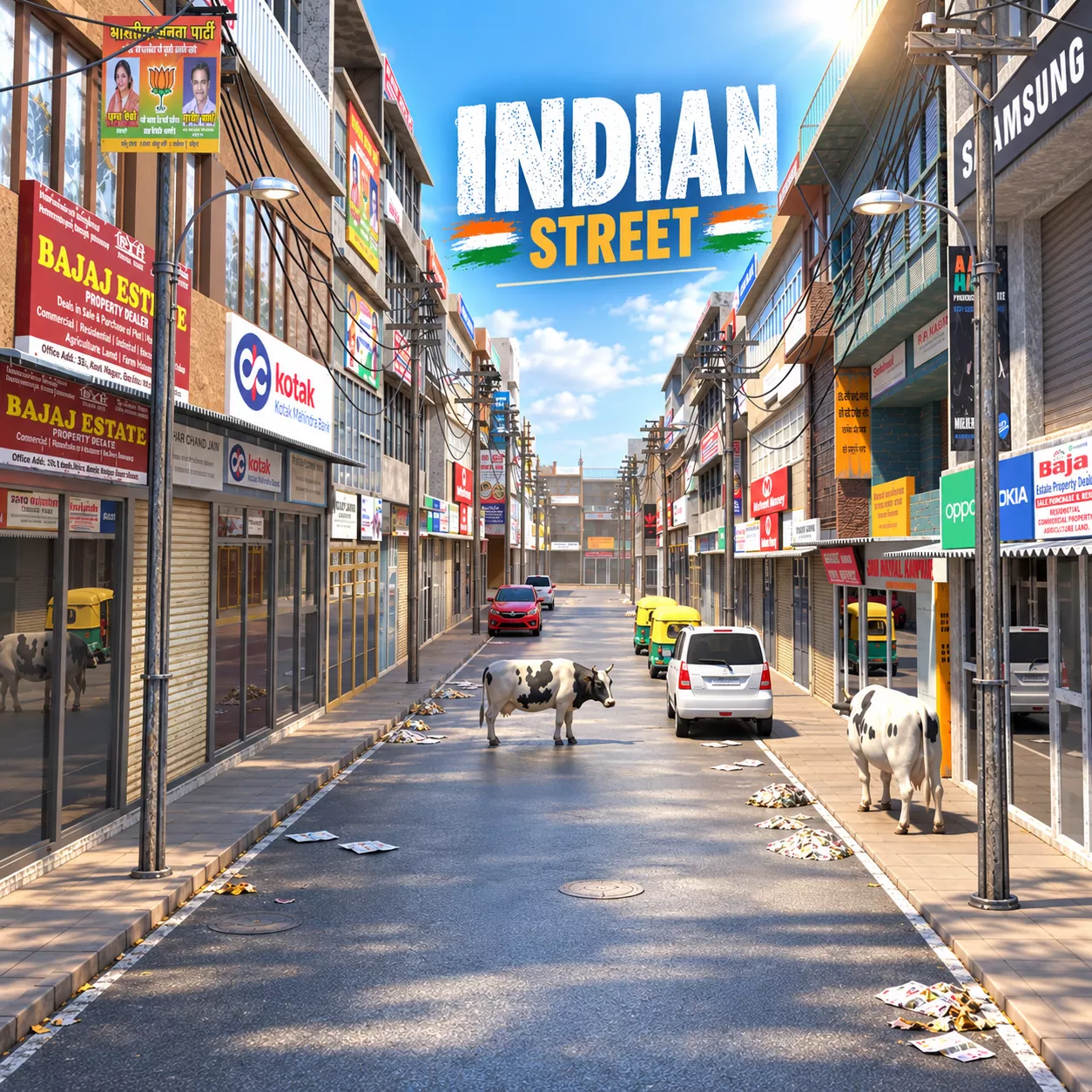 Indian Old Delhi Street Low-poly 3D model