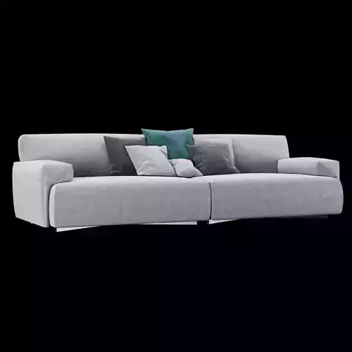 Modern velvet sofa with pillows 3D model