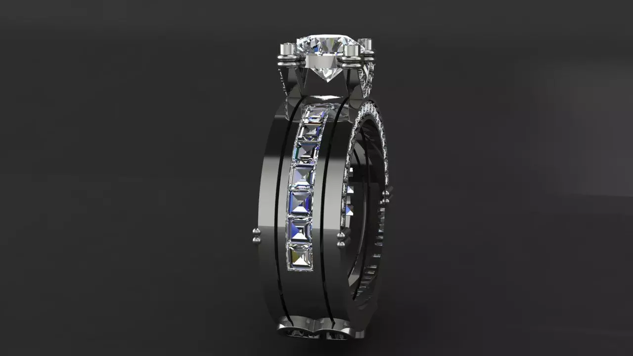 Two-piece ring with a diamond 3D print model_3