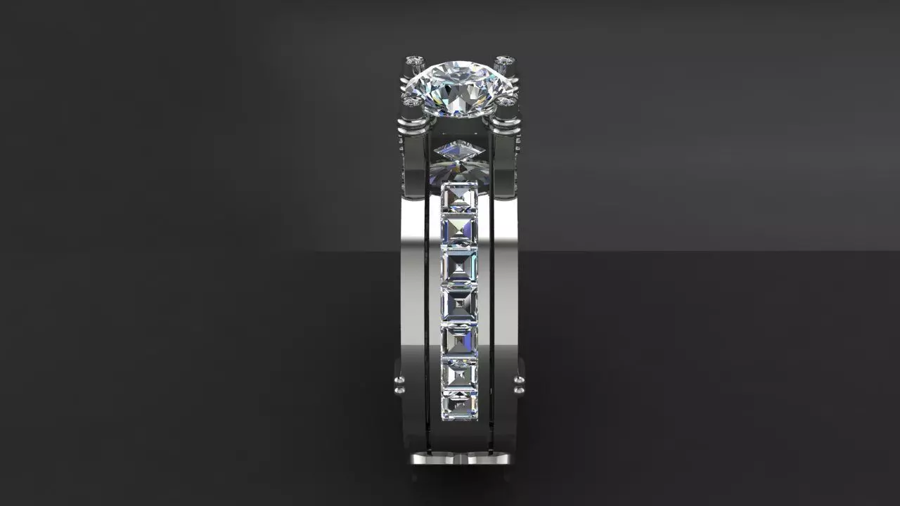 Two-piece ring with a diamond 3D print model_5