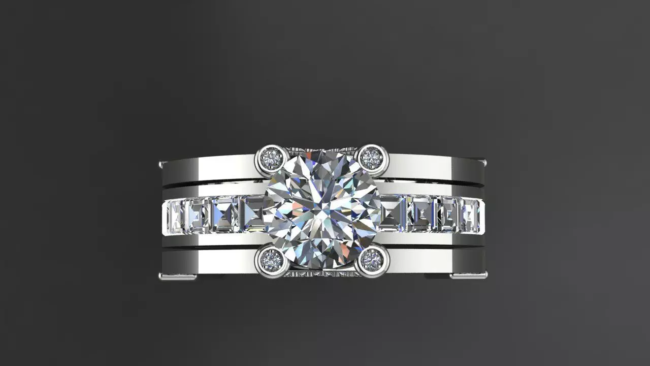 Two-piece ring with a diamond 3D print model_1